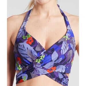 ATHLETA Twilight Tropic Wrap Bikini Top 32D